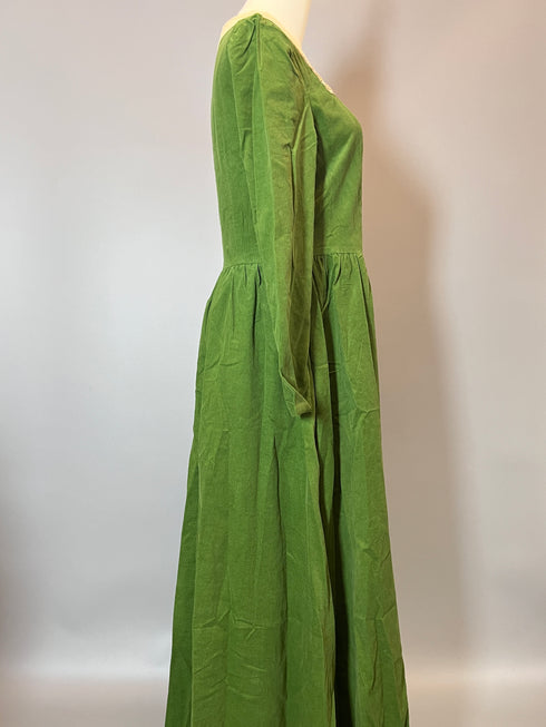 Green Regency Era Dress with Lace - Long Sleeves Dress - Green Maxi Dress - Regency Dress Plus Size